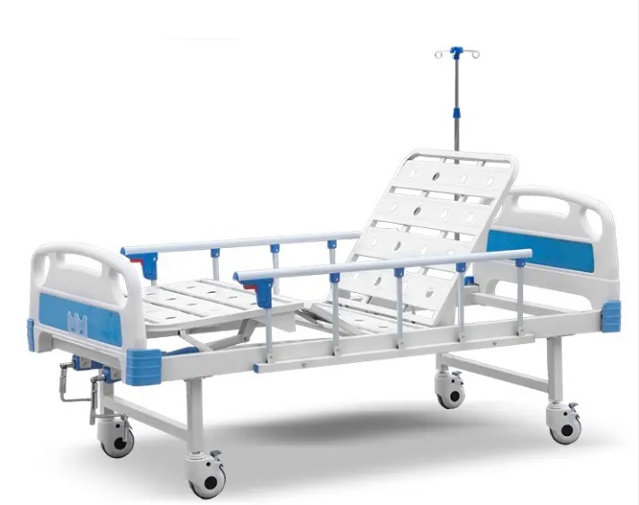 CAMA CLINICA IMP.  MANUAL 2 FUNC. C/AZUL CIELO INCL.: VAR. PORTASUERO