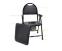 SILLA INODORO C/NEGRO ACOLCHADA CON POSABRAZOS - NO REGULABLE EN ALTURA INCL.: BACIN CELESTE  