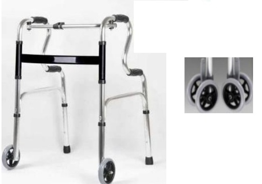 [1010002] ANDADOR C/CISNE EN ALUMINIO CUATRO RUEDAS DELANTERAS C/NEGRO