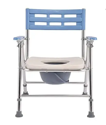 [2020021] SILLA INODORO PLEGABLE ALUMINIO CON POSABRAZOS C/ CELESTE INCL.: REGATON DE REPUESTO DELANTERO Y POSTERIOR