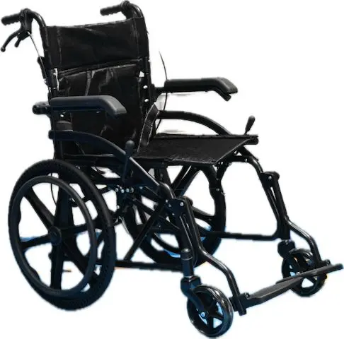 [0890008] SILLA RUEDAS DE PASEO PLEGABLE C/NEGRO ACERO LL.PEQUEÑAS DOBLE CRUC. REPOS. ABS. TRIPLE FRENO