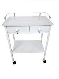 [0450131] COCHE DE CURACION 2 CAJONES C/BLANCO BORDES: ACERO INOX.