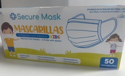 [0132006] MASCARILLAS 3 PLIEGUES - PEDIÁTRICAS - COLOR CELESTE - CAJA X 50 UNID.