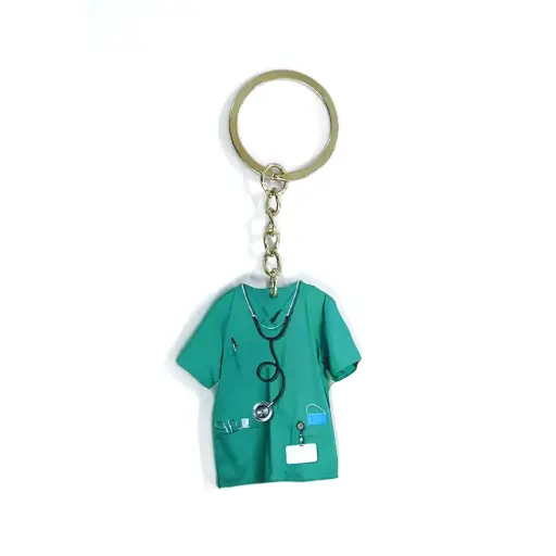[5000023] LLAVERO BATA MEDICA 2D C/VERDE TURQUESA ALTURA 11CM - LARGO 5CM